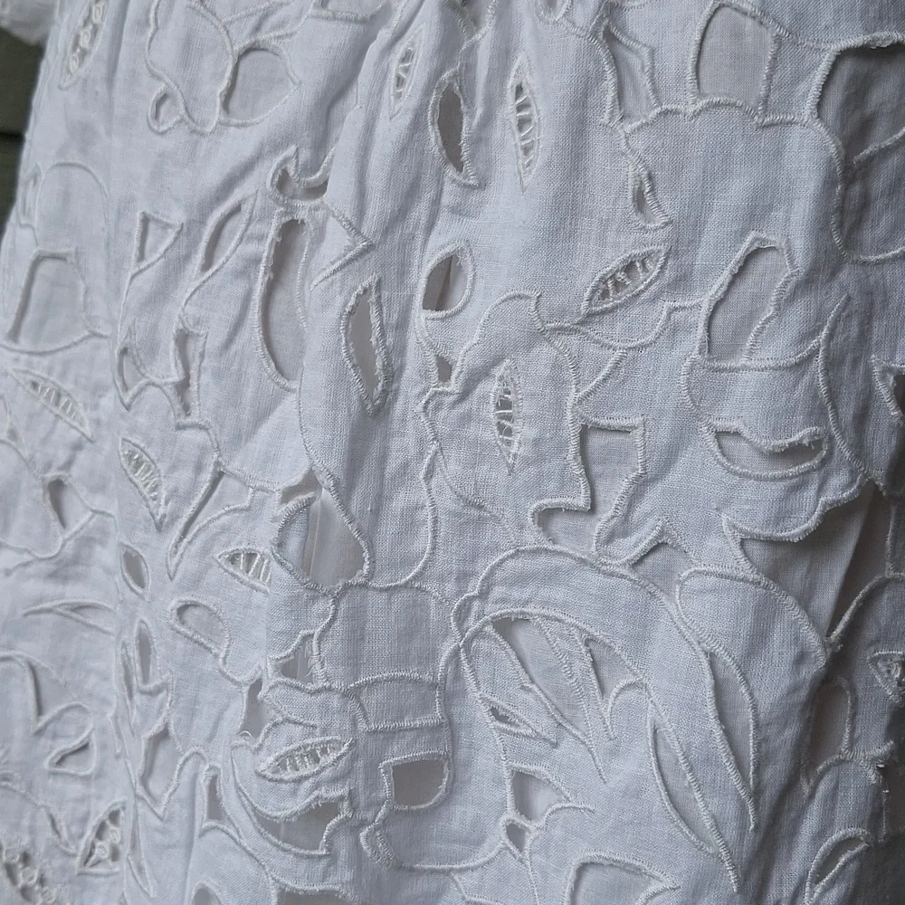 Robert Rodriguez Puffed Short Sleeve White Babydoll Cotton Dress Size 6 - Picture 8 of 12